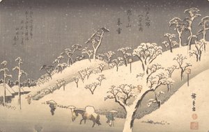 Asukayama sous la neige du soir, vers 1838