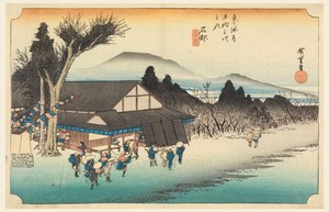 Ishibe (Megawa Sato), dans Les Cinquante-Trois Stations de la route Tokaido (Tokaido Gojusan Tsugi-no Uchi) - Ando Hiroshige