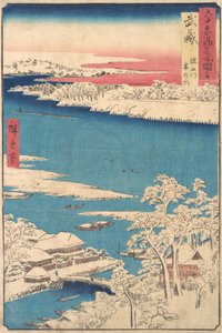 Matin après une chute de neige, la rivière Sumida, province de Musashi, de la série Vues (vers 1853) - Ando Hiroshige