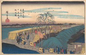Shin Yoshiwara Nihon Tsutsumi Emonzaka Akatsuki - Ando Hiroshige