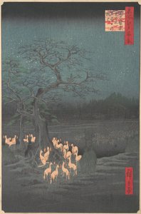 Arbre Shozokuenoki à Oji : Feux de renard la veille du Nouvel An