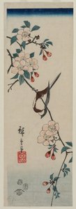 Petit oiseau Hirondelle sur une branche de cerisier, 1854