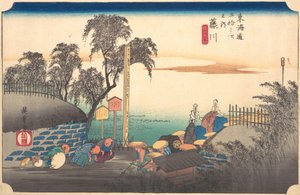 Station Trente-Huit : Fujikawa, Scène à la frontière, des Cinquante-Trois Stations..., vers 1833-34 - Ando Hiroshige