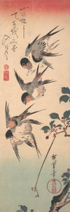 Hirondelles et cerisier sauvage en bourgeons, ca. 1835 - Ando Hiroshige