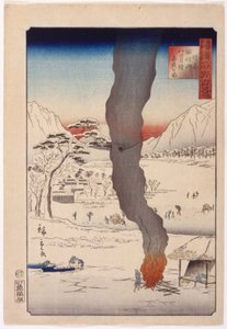 Pêche au lac Suwa à Shinano - Ando or Utagawa Hiroshige