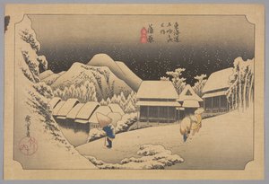 Kanbara : Neige de nuit (Kanbara, yoru no yuki) - Ando or Utagawa Hiroshige