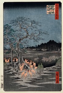 Les feux de renard de la Saint-Sylvestre au Nettle Tree, Oji, de la série "Cent vues célèbres d