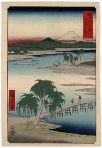 La rivière Tamagawa, dans la province de Musashi, Japon