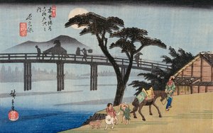 Saule à la sortie de Shimabara, illustration de "Lieux célèbres de Kyoto" - Ando or Utagawa Hiroshige