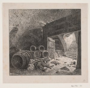 Homme ivre, dormant dans une cave à vin - André Bork