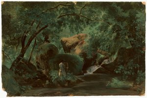 Intérieur de forêt avec un peintre, Civita Castellana, 1825-1830