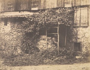 [Bâtiment rustique avec homme sous treillis], vers 1853 - André Giroux