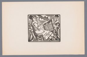 Femme sur une chaise et marin avec accordéon - André Lhote