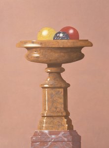 Vase en marbre, boules de marbre rouge, noir et jaune - Andras Kaldor
