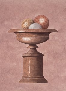Vase en marbre, boules brunes, bleues et jaunes - Andras Kaldor