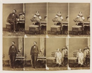 Portraits assis 41494 : Docteur Magnan et son fils et sa fille, c.1861 (tirage albuminé (8 cartes de visite non découpées))