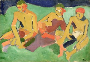 Trois personnages assis sur l