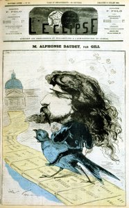 Caricature sur Alphonse Daudet et l