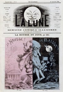 La Bourse : hausse et diminution - par Gill, dans « La Lune » du 16/09/1866