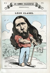 Portrait de Léon Cladel (1835-1892), homme de lettres français. Caricature par Gill, Paris. - Andre Gill
