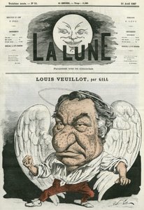 Portrait de Louis Veuillot (1813-1883), journaliste et homme de lettres français. Caricature de Gill, dans "La Lune", 21 avril