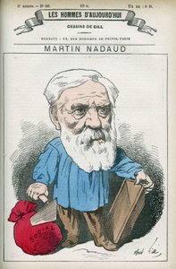 Portrait de Martin Nadaud (1815-1898), maître et homme politique français, il fut député de la Creuse de 1876 à 1889. Caricature par Gill, Paris