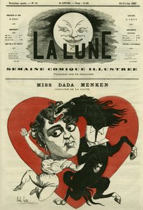 Portrait de Mlle Adah-Isaacs Menken, chanteuse au théâtre de la Gaîté à Paris. Caricature de Gill, dans « La Lune », 10 février
