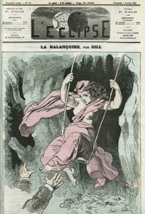 La Balançoire, bras tendus vers la République sur sa balançoire. Couverture dans "L