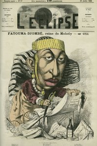 Zombe-Fatoum (1836-1878), reine de Mohéli aux Comores, en visite en France en 1868. Elle est aussi appelée Djombe-Fatouma ou Jumbe Fatouma ou Jumbe Fatima. Couverture dans « L