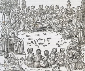 Rencontre entre Turcs et Arabes, Maroc, gravure de la Cosmologie Universelle, par André Thevet, Paris - Andre Thevet