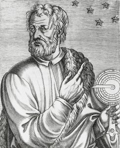 Portrait de Christophe Colomb, navigateur italien, gravure de Les Vrais portraits et Vies des Hommes illustres - Andre Thevet