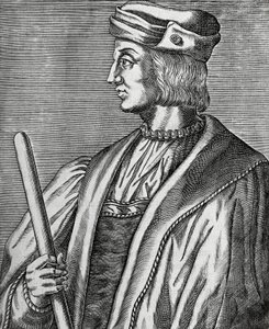 Portrait de Gaston de Foix, duc de Nemours (1489-1516), gravure de Les Vrais pourtraits et Vies des Hommes illustres - Andre Thevet