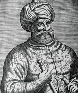 Portrait de Khayr al-Din, connu sous le nom de Barberousse (1465-1546), corsaire et amiral turc, gravure par André Thevet (1502-1590) - Andre Thevet