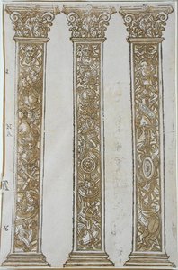 Motifs architecturaux formant une bordure à la Procession de César, par Andrea Andreani - Andrea (after) Mantegna