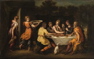 Lot recevant les anges - Andrea Schiavone