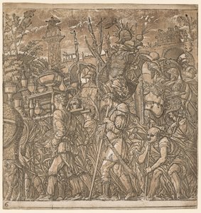 Le Triomphe de Jules César : Soldats portant des vases et des trophées de guerre, 1593-1599 - Andrea Andreani