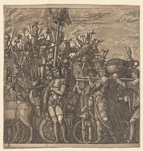 Le Triomphe de Jules César : Soldats marchant avec des trophées de guerre