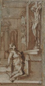 Le Christ sur le crucifix de San Miniato incline la tête vers Saint Jean Gualbert