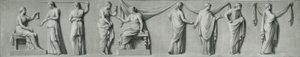 Un panneau en grisaille représentant une procession féminine avec des lacrymatoires - Andrea Casali