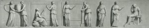 Un panneau en grisaille représentant des figures féminines, y compris des muses - Andrea Casali