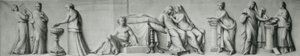 Un panneau en grisaille représentant des scènes basées sur le Mariage Aldobrandini