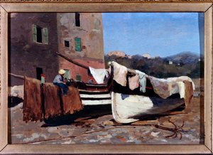 Paysage de bateaux sur le rivage
