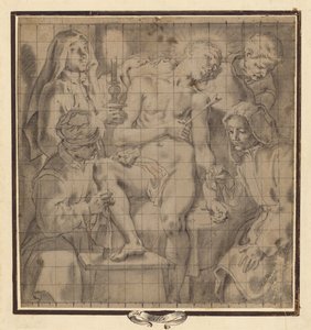 Personnages soignant les blessés Saint Sébastien - Andrea Lilio