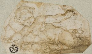 Putto avec guirlande - Andrea Lilio