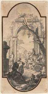Arc de triomphe et figures, première moitié des années 1700