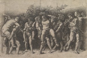 Bacchanale avec Silène, une composition en frise avec dix figures autour de Silène - Andrea Mantegna