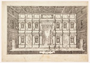 Vue de la scène du Teatro Olimpico à Vicenza - Andrea Palladio