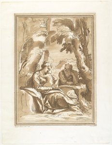 Repos pendant la fuite en Égypte - Andrea Scacciati after Agostino Carracci