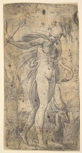 Mercure tenant un caducée dans sa main droite, une lyre dans sa main gauche, vers 1536-40