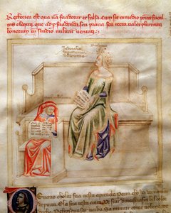 Allégorie de la Rhétorique dans "Chansonne des sept vertus et des sept arts libéraux destinée à Bruzio Visconti"